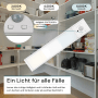 LUXULA LED Unterbauleuchte mit Akku im Regal, Lichtfarbe einstellbar von warm- bis kaltweiß.