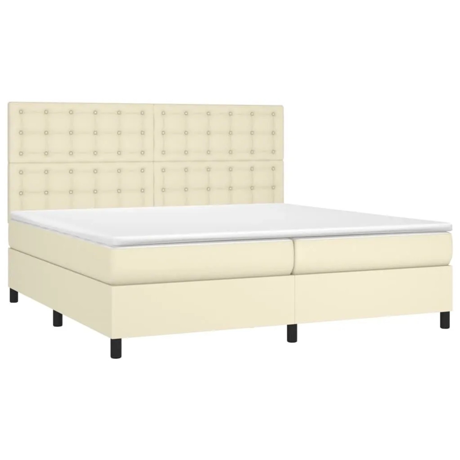 vidaXL Boxspringbett mit Matratze und LED Creme 200x200 cm Kunstleder 3135965