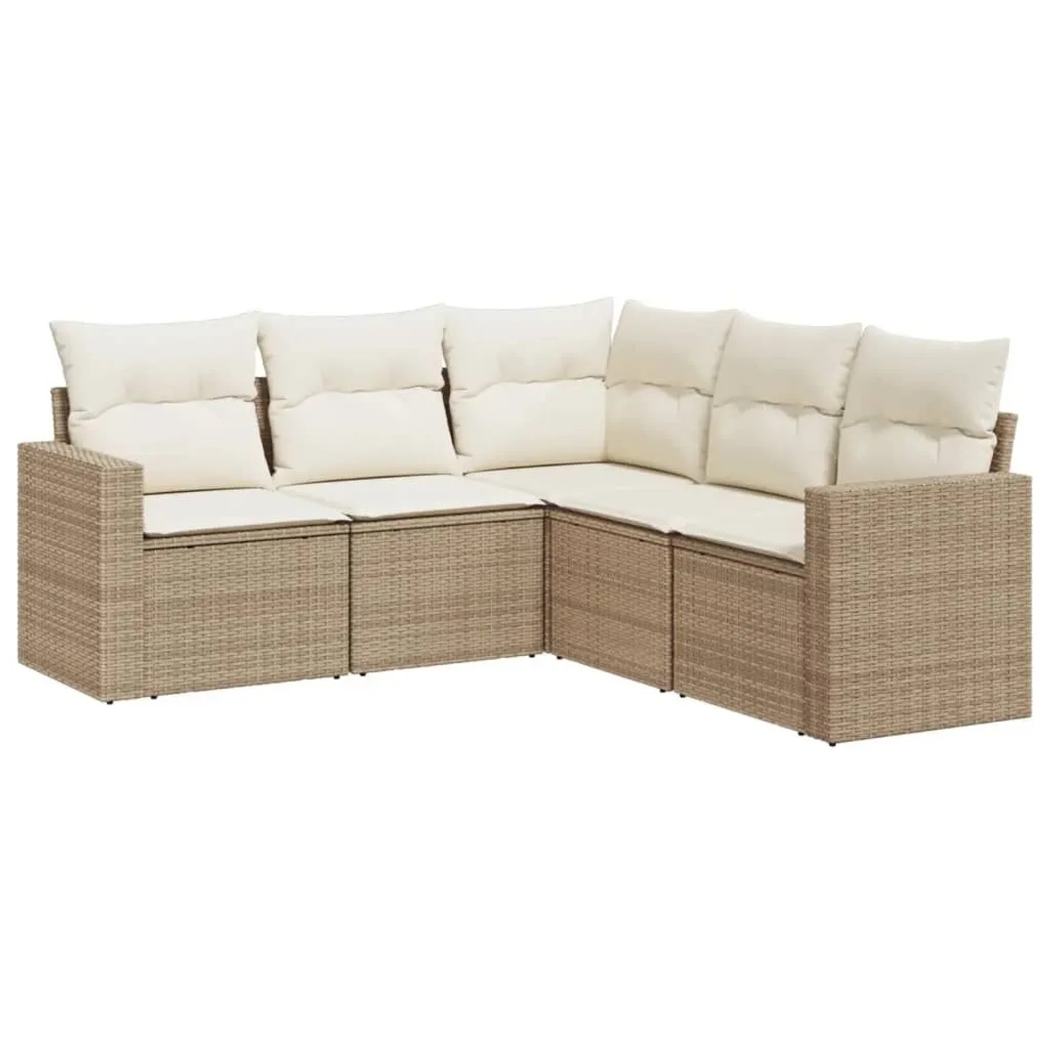 vidaXL 5-Tlg Garten-Sofagarnitur mit Kissen Beige Poly Rattan 3251285