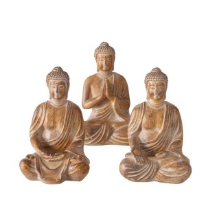 3er Set Boltze Dekofiguren Legolas, Buddha-Form, braun, aus Kunstharz. Dekorative Figuren für ein stilvolles Ambiente.