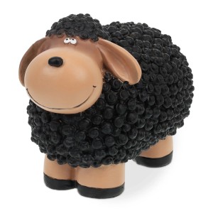 Relaxdays Gartenfigur Schaf Polyresin Schwarz Braun Handbemalt Wetterfest 16 x 21 x 12,5 cm 900 g