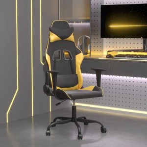 vidaXL Gaming-Stuhl mit Massagefunktion Schwarz & Golden Kunstleder 345401