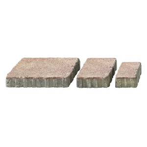Mehrformat-Pflastersteine Encanto Beton Antik Terra-Nuanciert in drei Größen für Garten und Einfahrt.