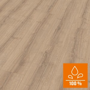 Wasserfestes Egger AquaClick it Laminat in Eiche Sherman Braun Optik.