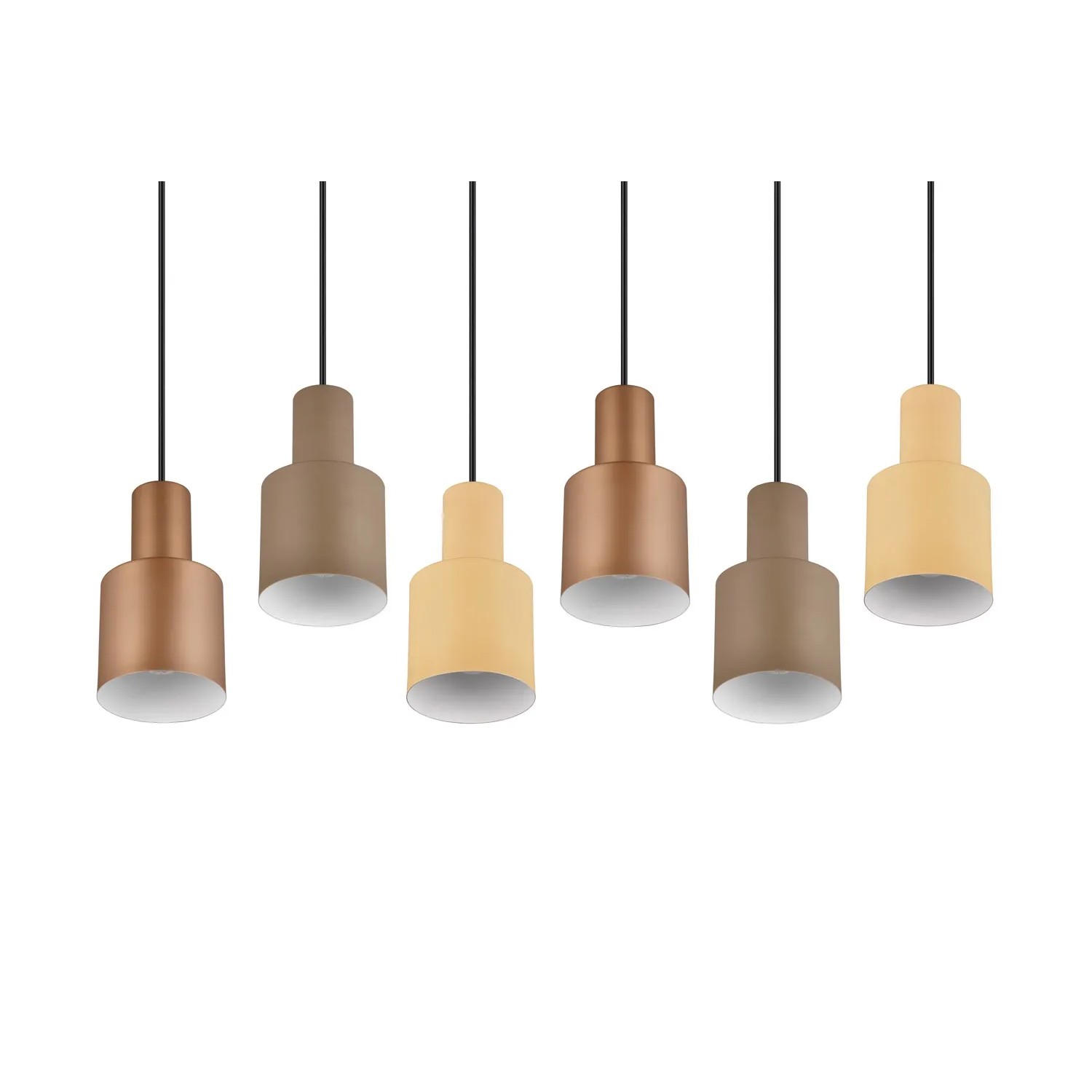 Moderne Trio Pendelleuchte Agudo, 6-flammig in Multicolor (Coffee, Beige, Taupe), 150x85 cm, für Wohn- und Essbereich.