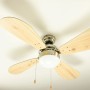 AIRERYDER Deckenventilator Classic, 105 cm, Nickel/Kiefer, mit Lampe und Zugbändern.
