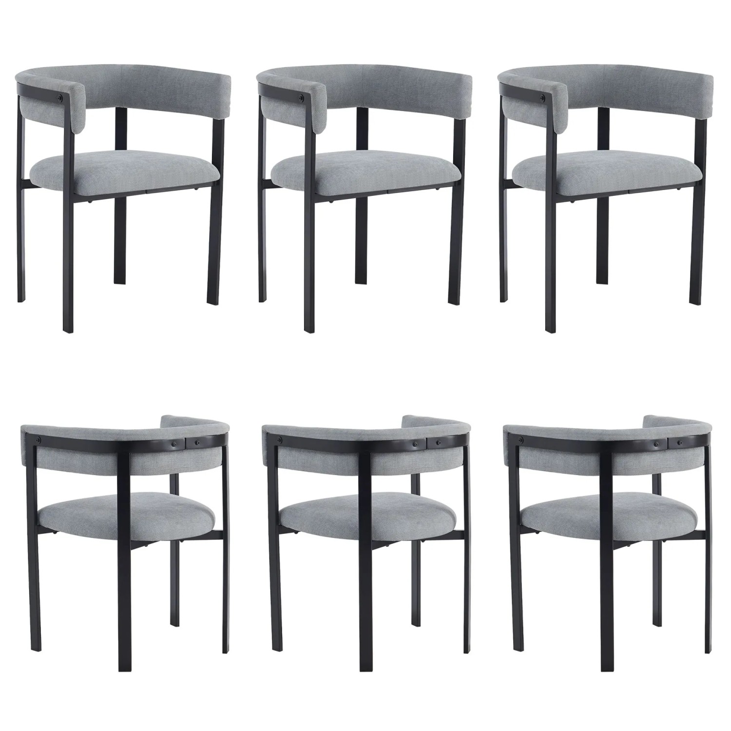 Merax Esszimmerstuhl Set 6 Stück Chenille Grau