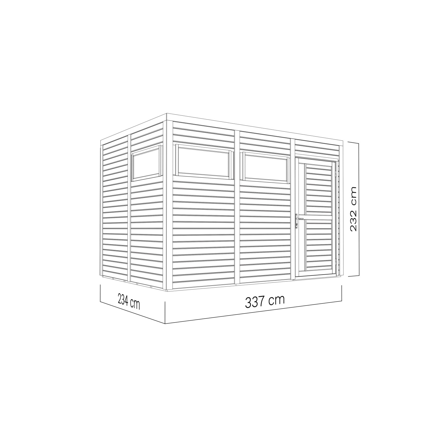 Bertilo Holz-Gartenhaus Cubus 3, anthrazit, 337x234 cm, mit Tür und Fenstern. Weekendhaus aus FSC®-zertifiziertem Holz.