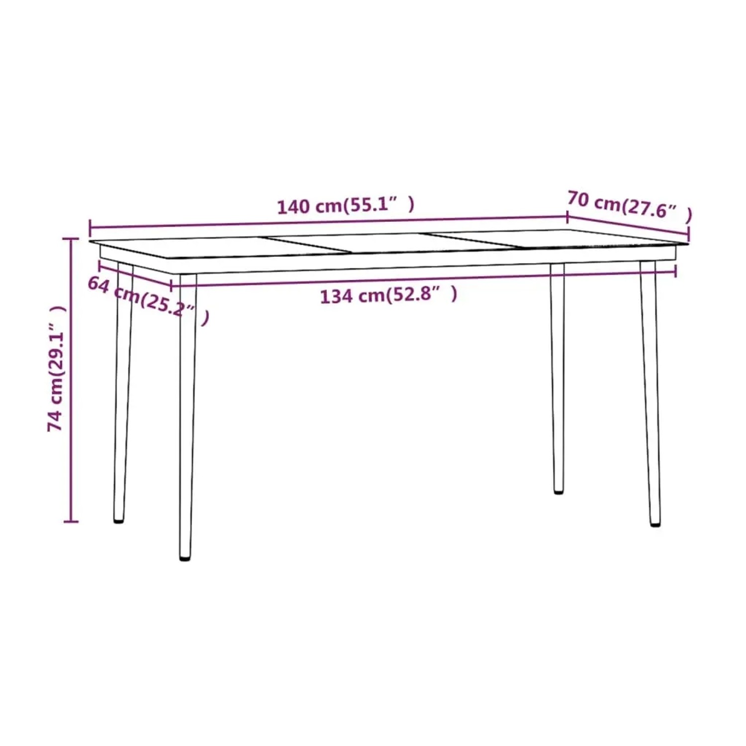 vidaXL Garten-Essgruppe, 5-teilig, schwarz, mit Maßangaben. Ideal für den Garten.