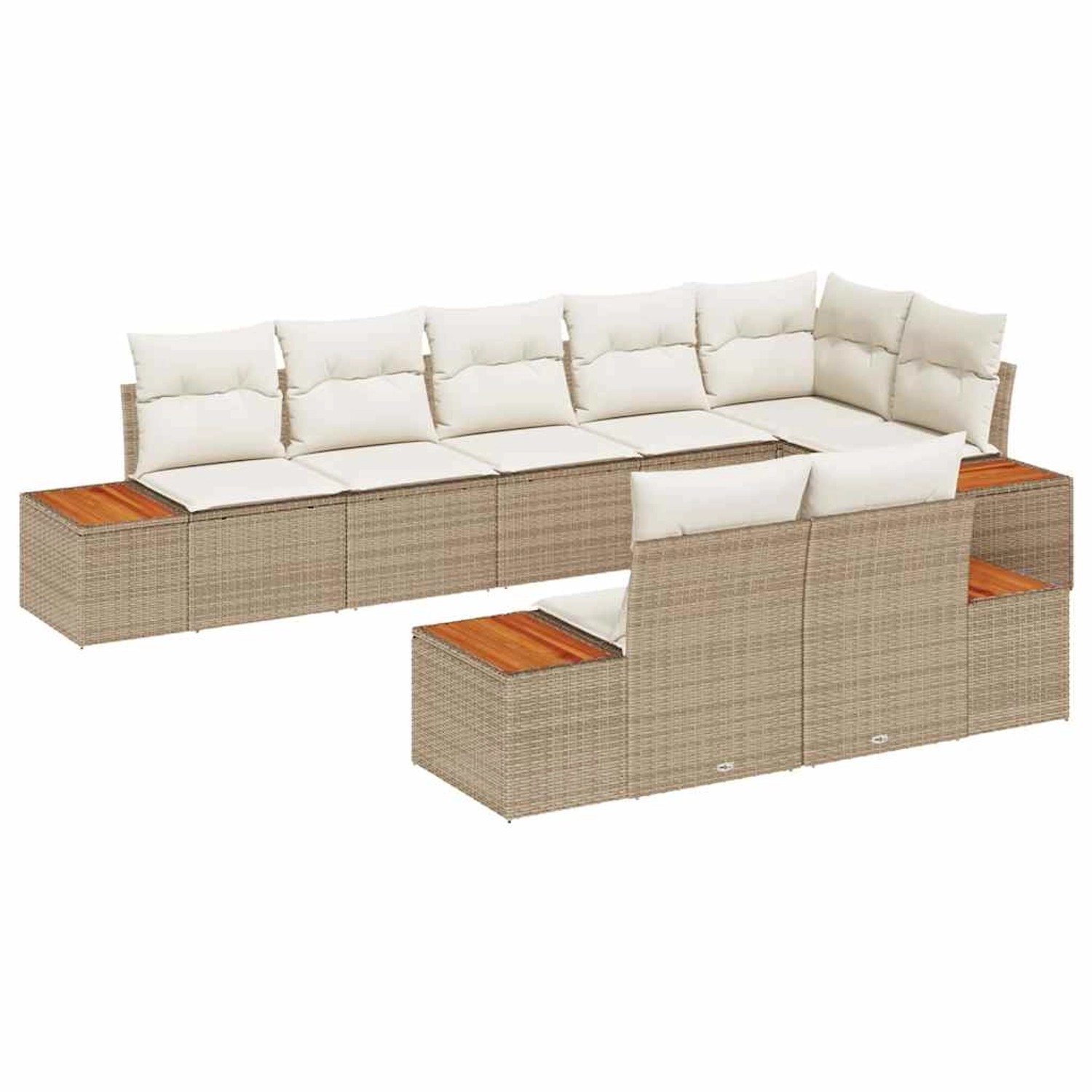 vidaXL Garten-Sofa-Set mit Kissen 8-Tlg Beige Poly Rattan 3348112 günstig online kaufen