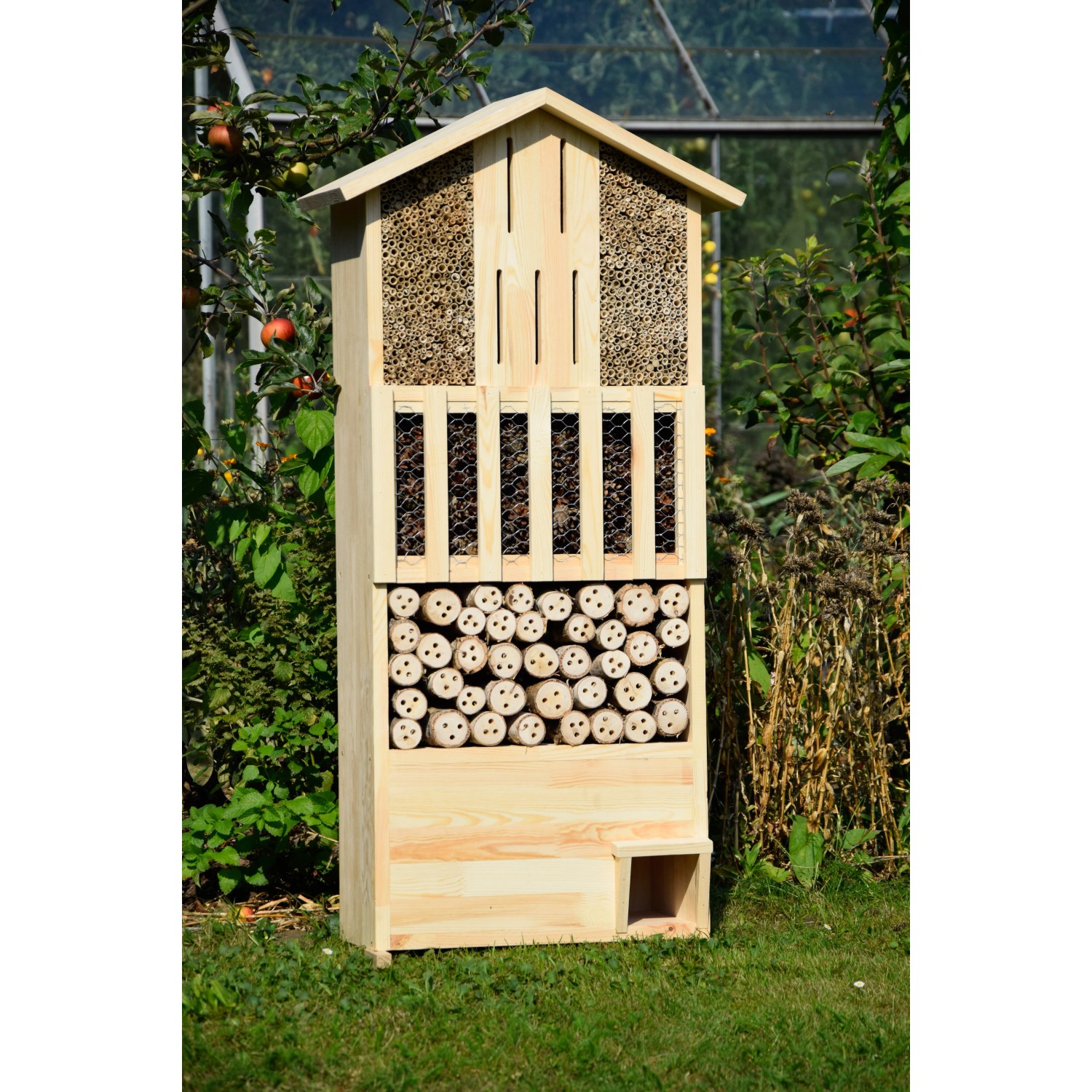 Garden Ting Insektenhotel Aus Holz – Rund, 29 Cm – Für Bienen, Schmetterlinge & Marienkäfer