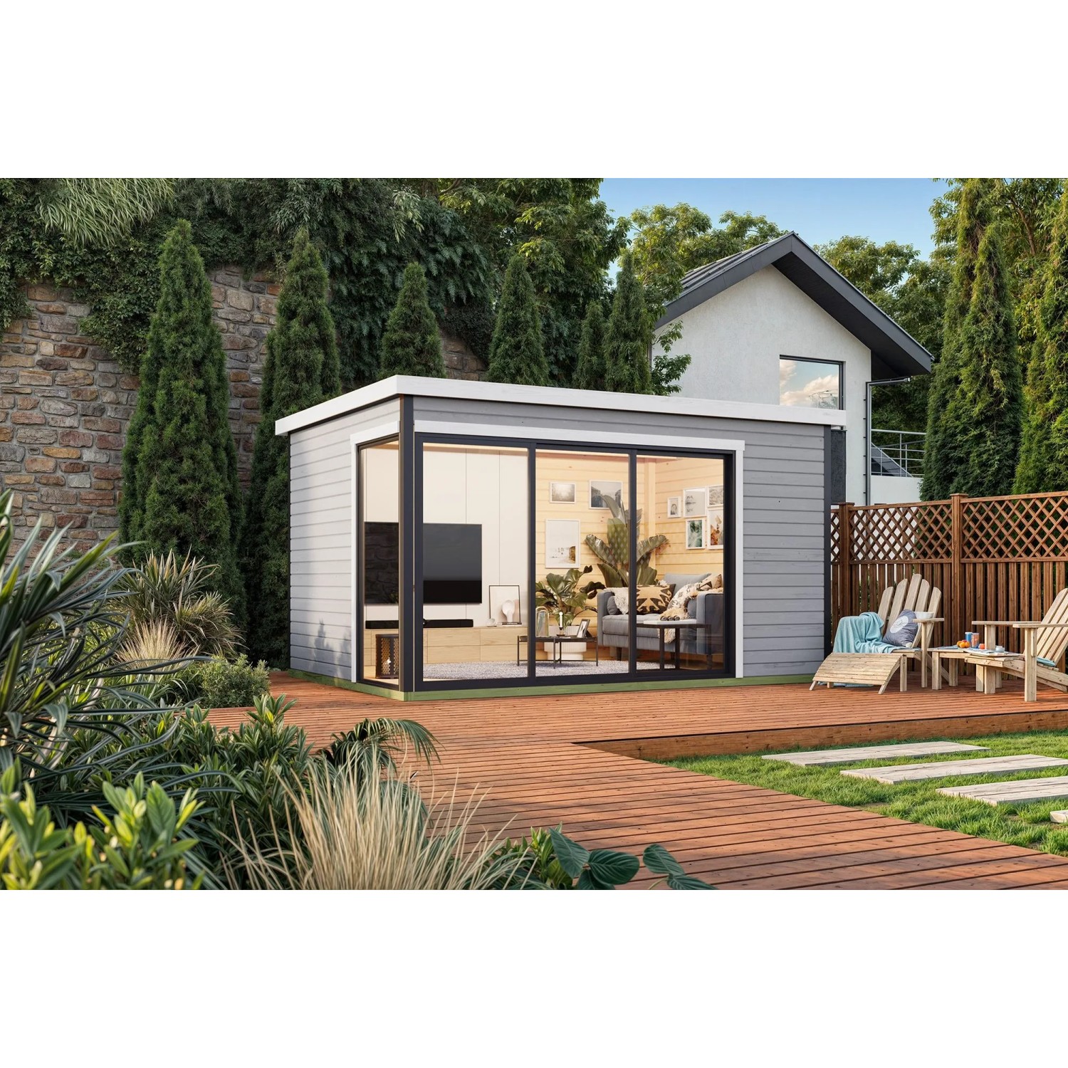 Lasita Gartenhaus Austin 6 Lichtgrau 420 cm x 300 cm