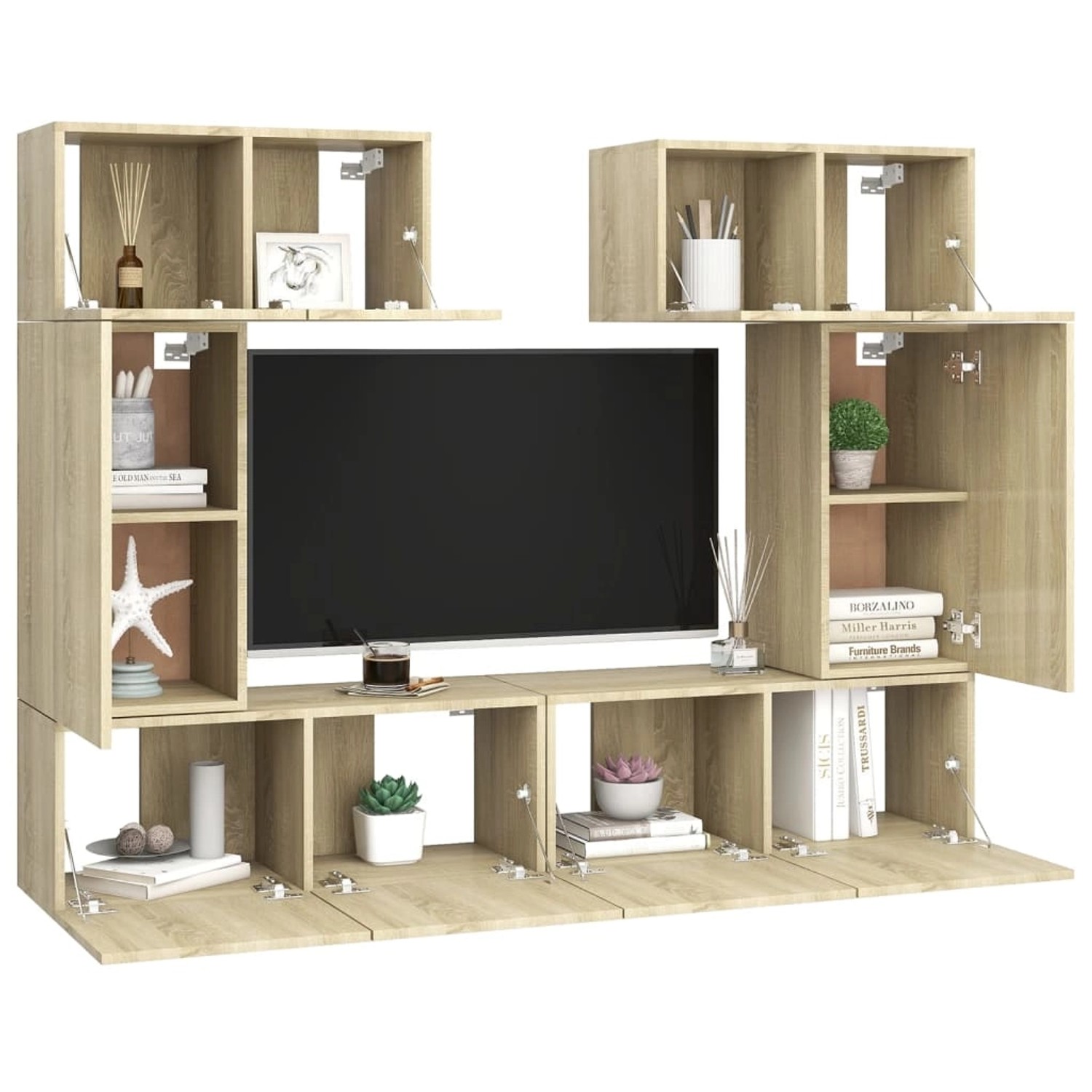 vidaXL TV-Schrank 6-tlg TV-Schrank-Set Sonoma Eiche Spanplatte günstig online kaufen