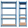 Blaues ECD Germany Werkstattregal aus Metall mit 5 MDF-Böden, 200x100x60 cm.