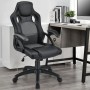 Grauer Juskys Racing Schreibtischstuhl Montreal mit Kunstlederbezug und ergonomischer Form.