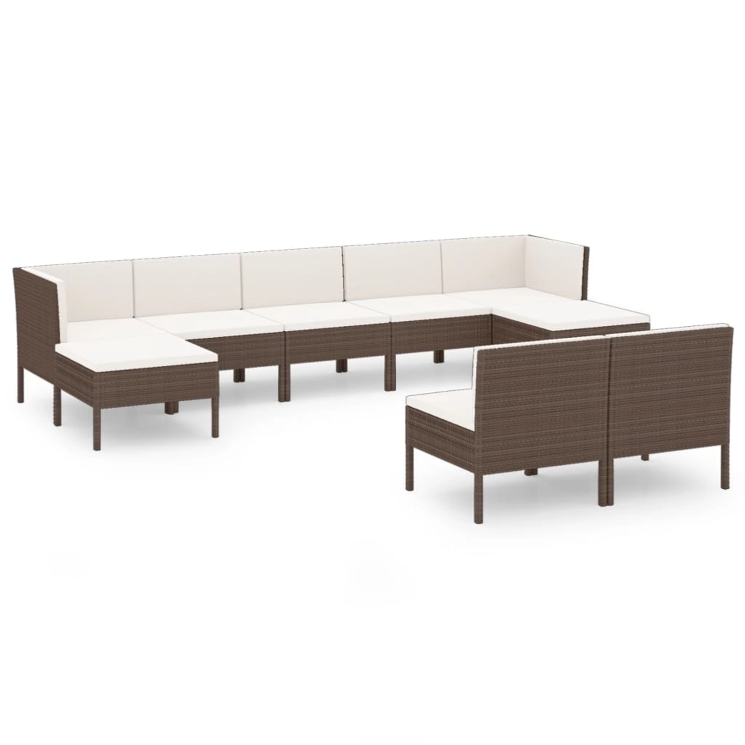 vidaXL 9-tlg Garten-Lounge-Set mit Auflagen Poly Rattan Braun Modell 11