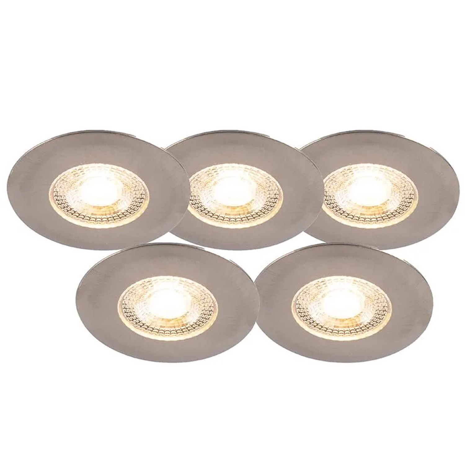 QAZQA Set mit 5 Einbaustrahlern Silber 3-Stufen-Dimmbar IP44 Ulo