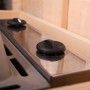 Detailaufnahme: Karibu Saunaofen Edelstahl 9 kW mit integrierter Steuerung.