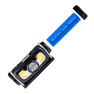 LED Akku-Stirnlampe mit Gestensteuerung, 450lm, 6000K, IP52, dimmbar, zoombar und Akku Typ 18650.