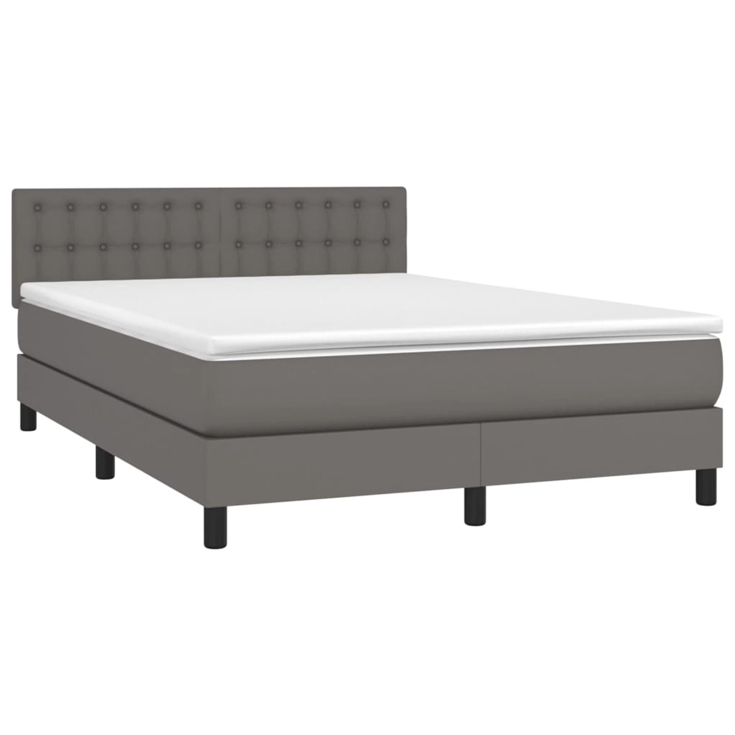 vidaXL Boxspringbett mit Matratze & LED Grau 140x200 cm Kunstleder 3134229 günstig online kaufen