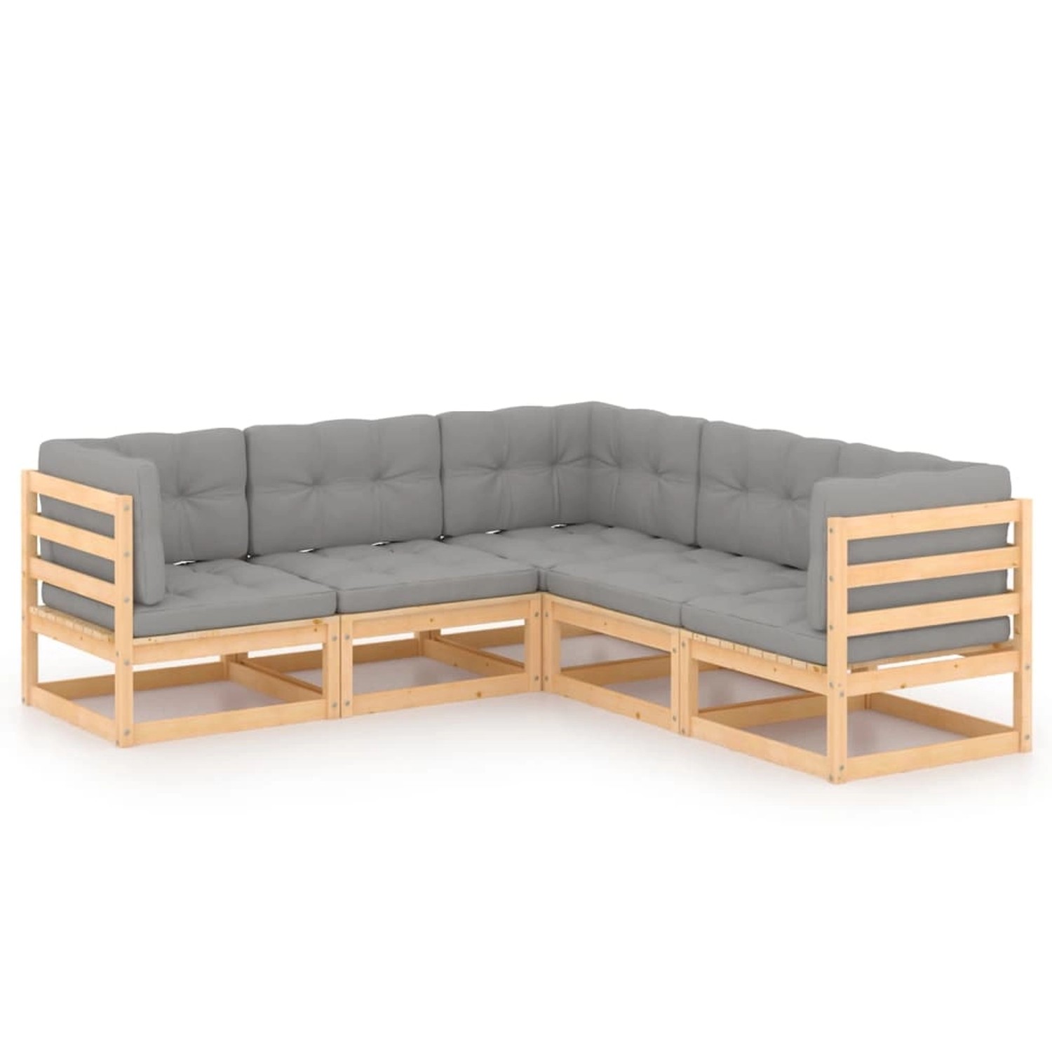 vidaXL 5-Tlg Garten-Lounge-Set mit Kissen Massivholz Kiefer 3076774
