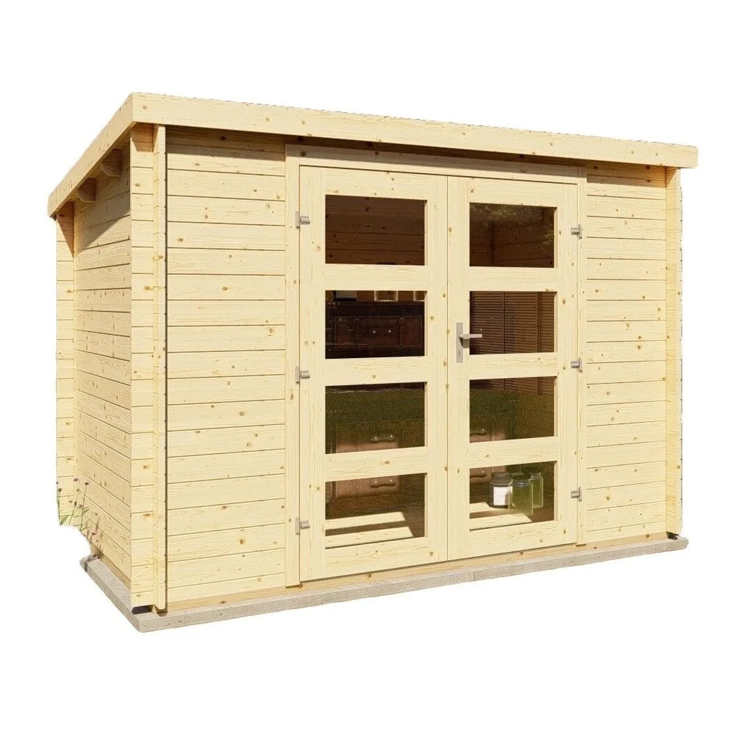 Finn Art Finn art Blockhaus 28mm Flachdach Gartenhaus aus Holz Funny 13 3x2 günstig online kaufen