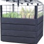 Garantia Hochbeet-System Turbo Plus L Ergo Quadro 80x80x80 cm Wood mit Frühbeetabdeckung und Pflanzen.