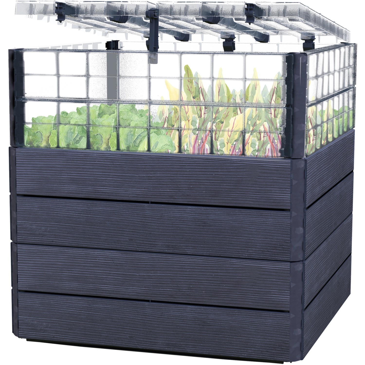 Garantia Hochbeet-System Turbo Plus L Ergo Quadro 80 cm x 80 x cm x 80 cm Wood