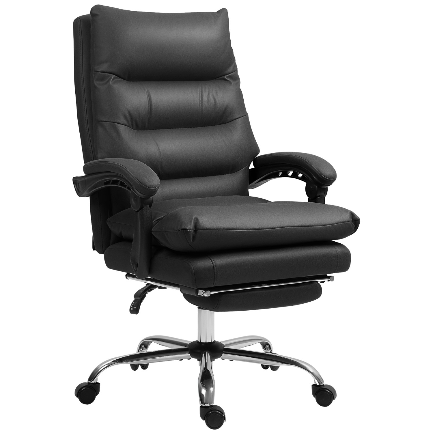 Vinsetto Bürostuhl mit Massagefunktion Polyester Stahl 65L x 72B x 109-117H cm Schwarz