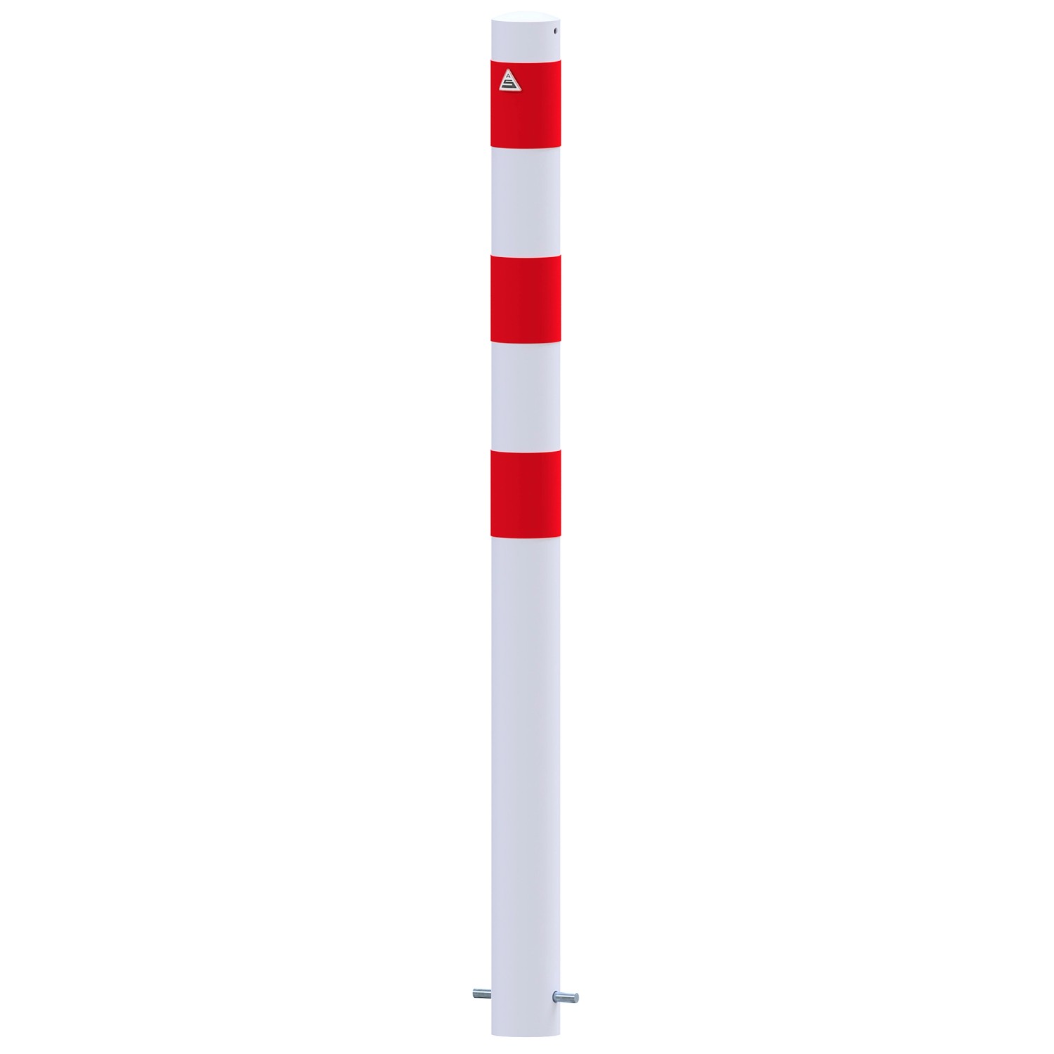 Thumbnail - Schake Absperrpfosten Einbetonieren Feuerverzinkt Ohne Öse Ø 89 mm Weiß Rot