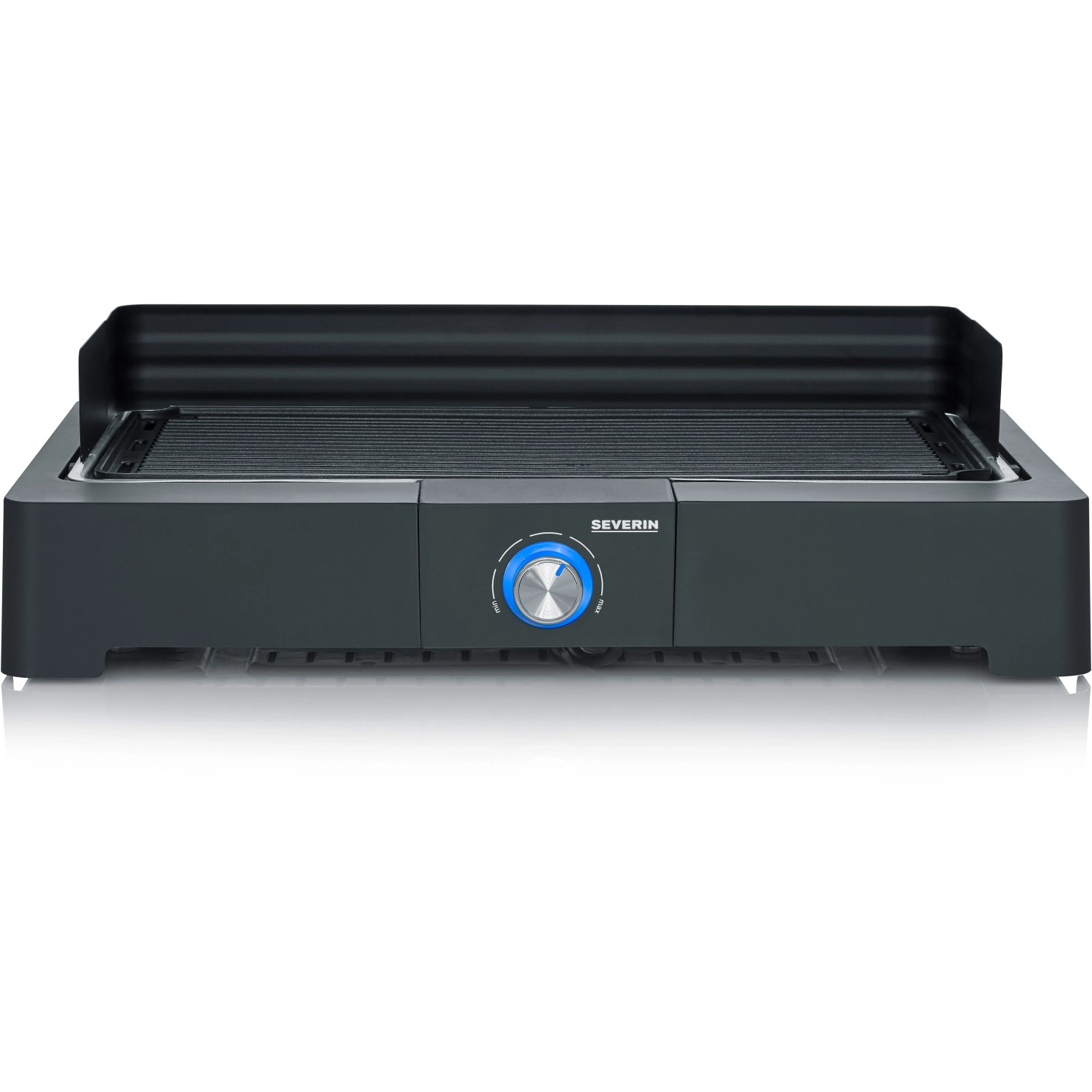 Severin PG 8567 Tischgrill, Elektrogrill für drinnen & draußen mit gerippter Grillplatte.