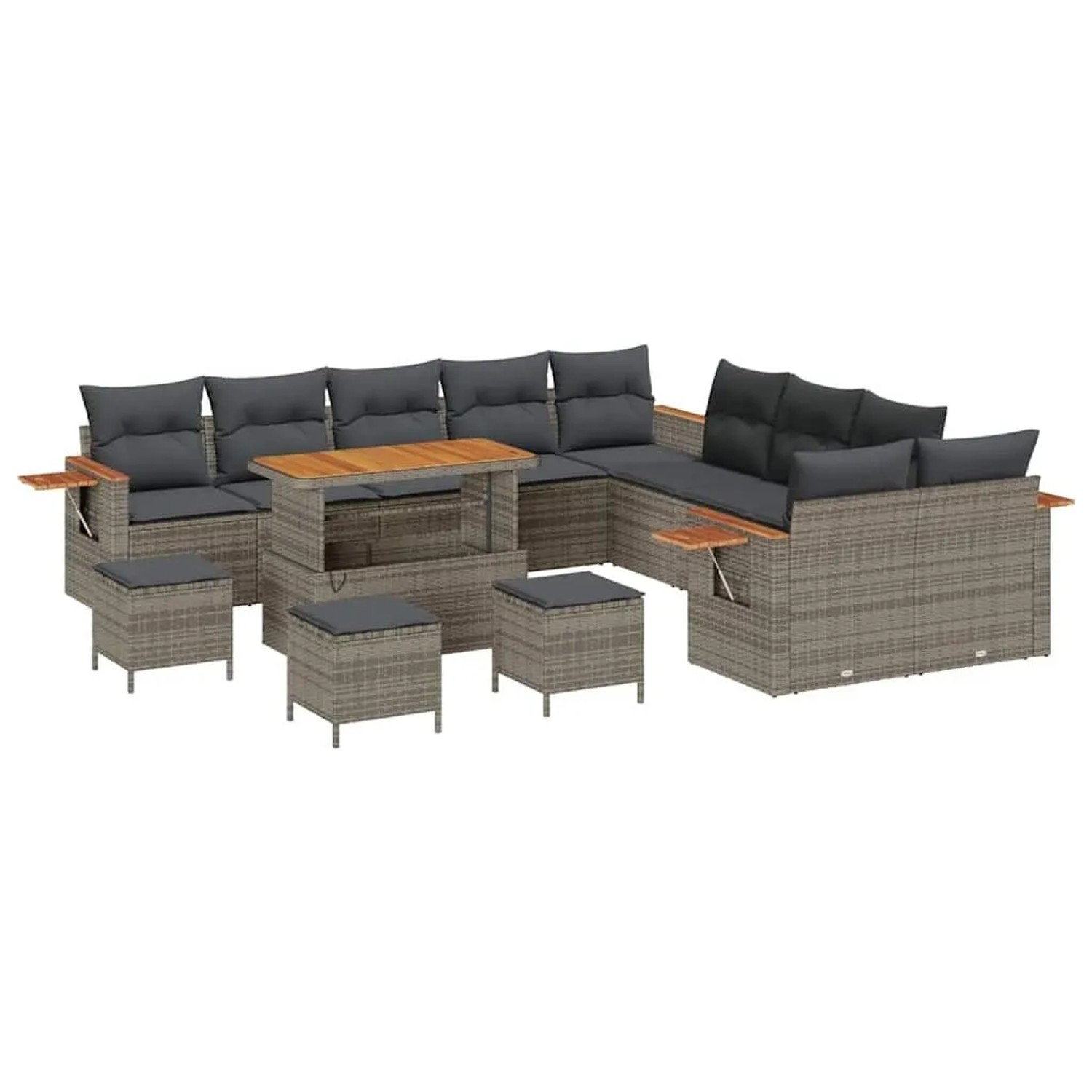 vidaXL Gartensofa-set mit Kissen 18-Tlg Grau Poly-Rattan 3365193 günstig online kaufen