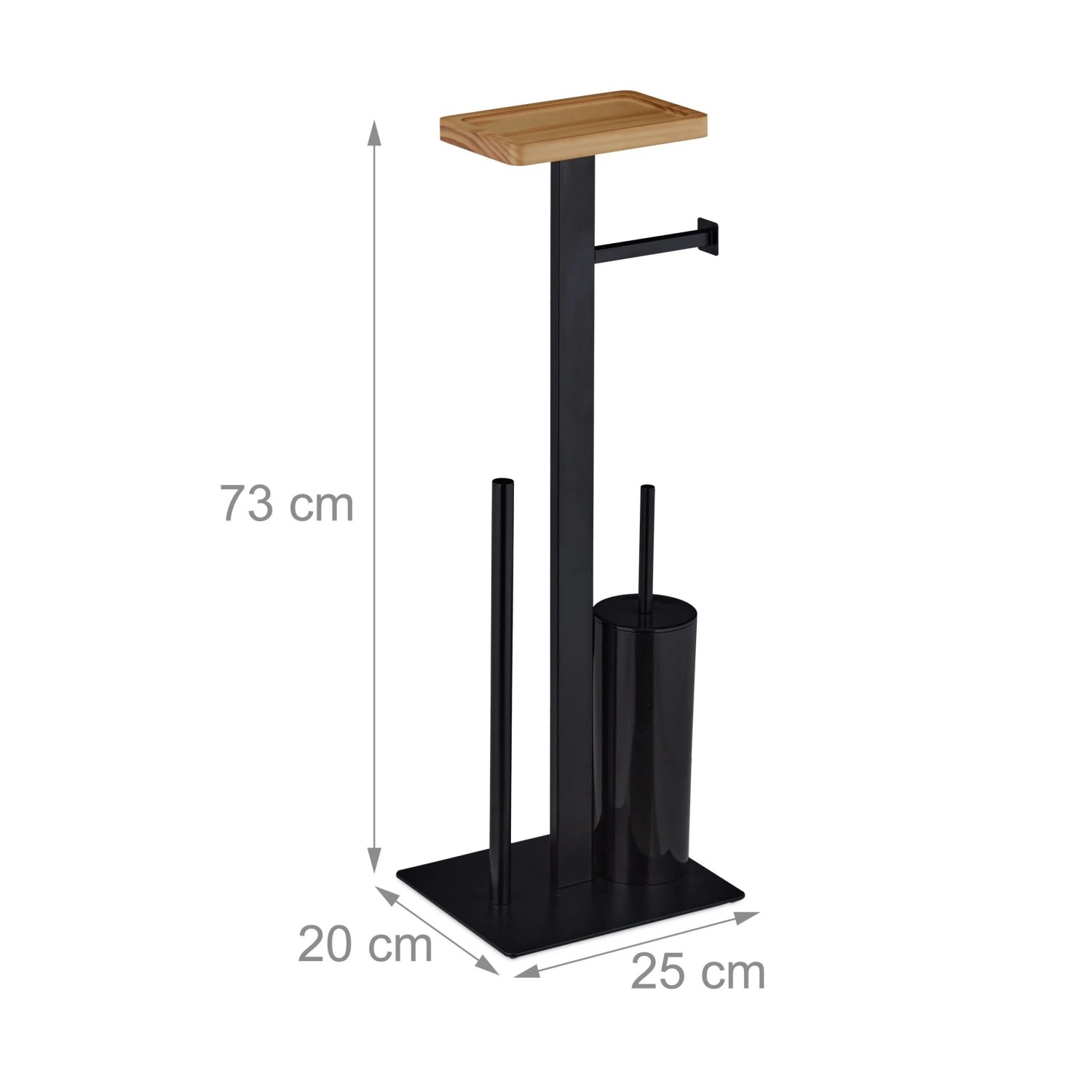 Relaxdays WC Garnitur Stahl Holz Schwarz 3in1 mit Ablage 73 cm x 25 cm x 20 cm 2,7 kg_4