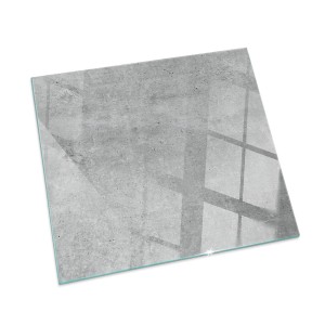 Tulup Glasplatte für Kamin Rohbetonstruktur Glas unter Kamin Quadrat 50x50 cm Grau Glasplatte für Kamin Glasplatte unter Kamin