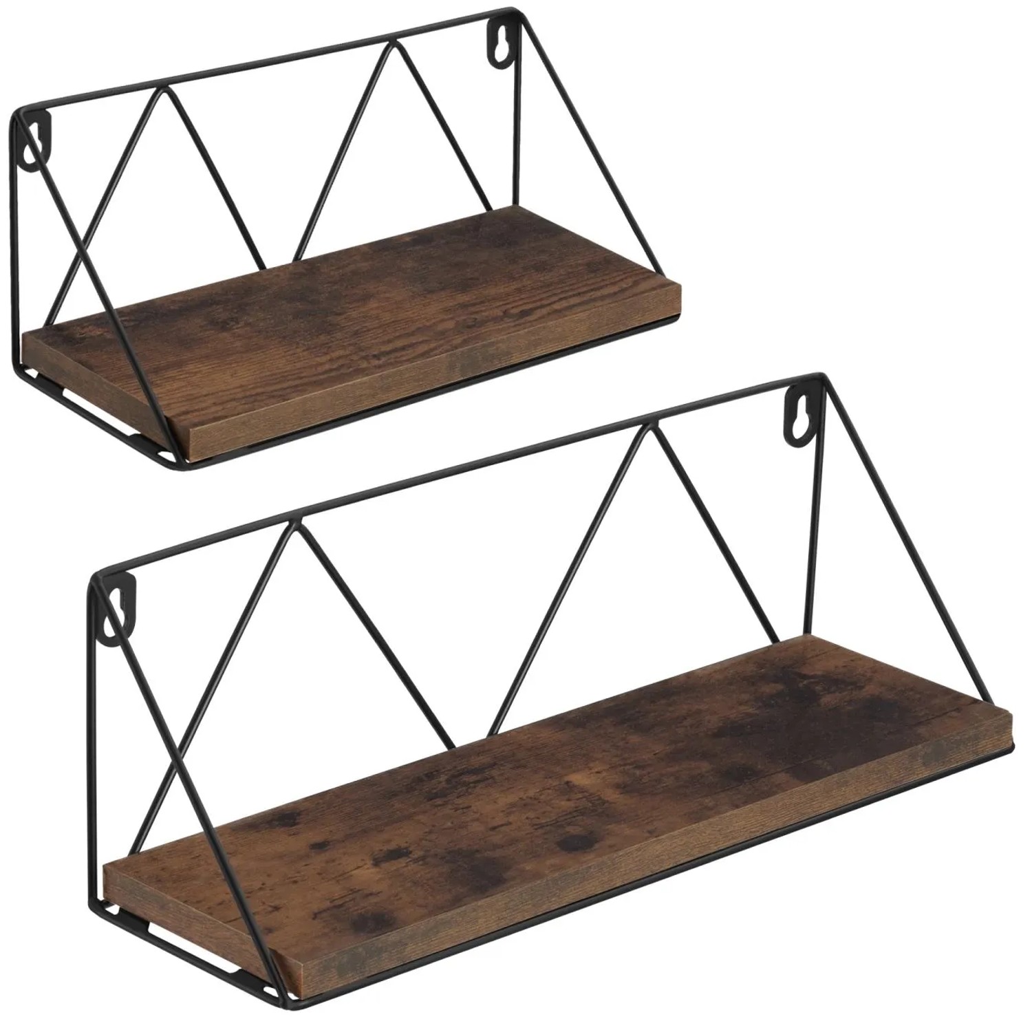 Tectake 2Er Set Wandregal Rockport Industrial Style Holz und Stahl  41 x 13 x 14 50 cm Industrial Holz Dunkel  Rustikal