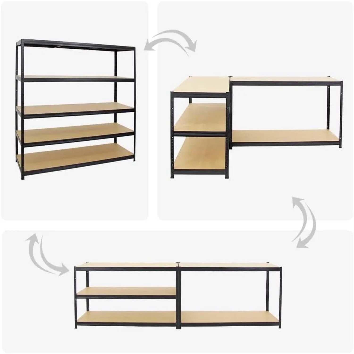 PROREGAL Schwerlastregal Giant Elephant, 180x180x60 cm, schwarz, als Regal und Werkbank nutzbar.