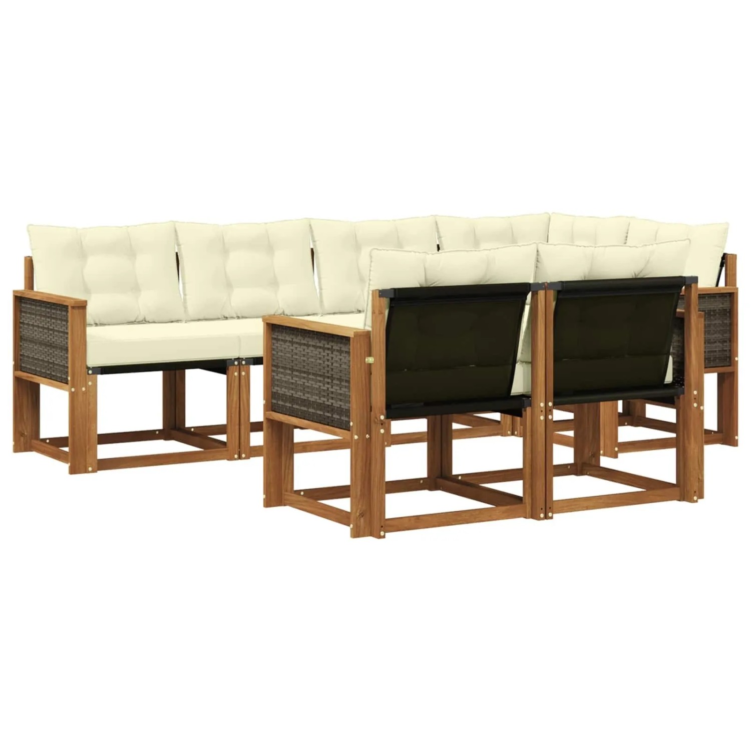 vidaXL Outdoor-Sofagarnitur mit Kissen 7 Stk Natur und Creme 3382010
