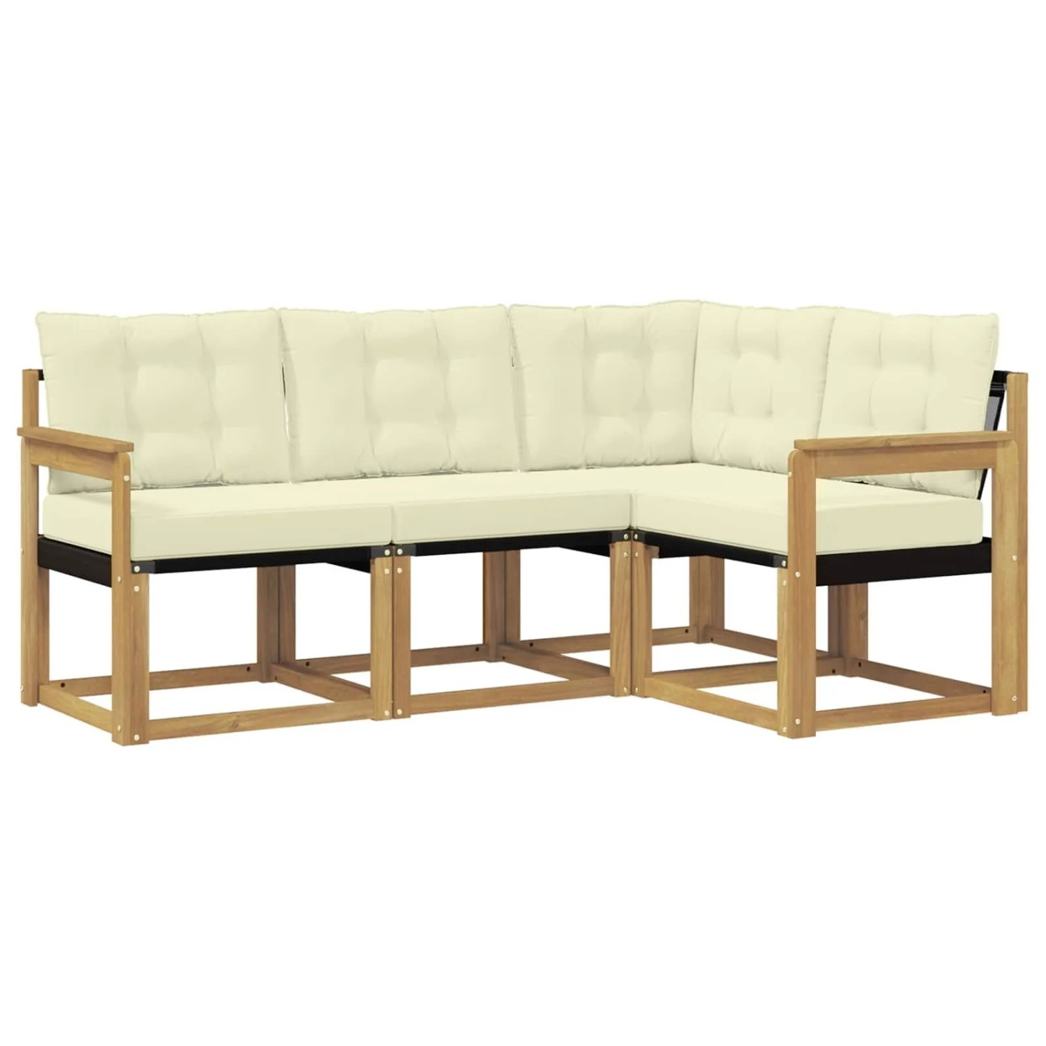 vidaXL Outdoor-Sofagarnitur mit Kissen 4-Tlg Weiß und Creme 3389420