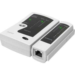 Hama Netzwerkkabel-Tester für RJ45/RJ11 Kabel, zur Prüfung von Durchgang und Kurzschluss.