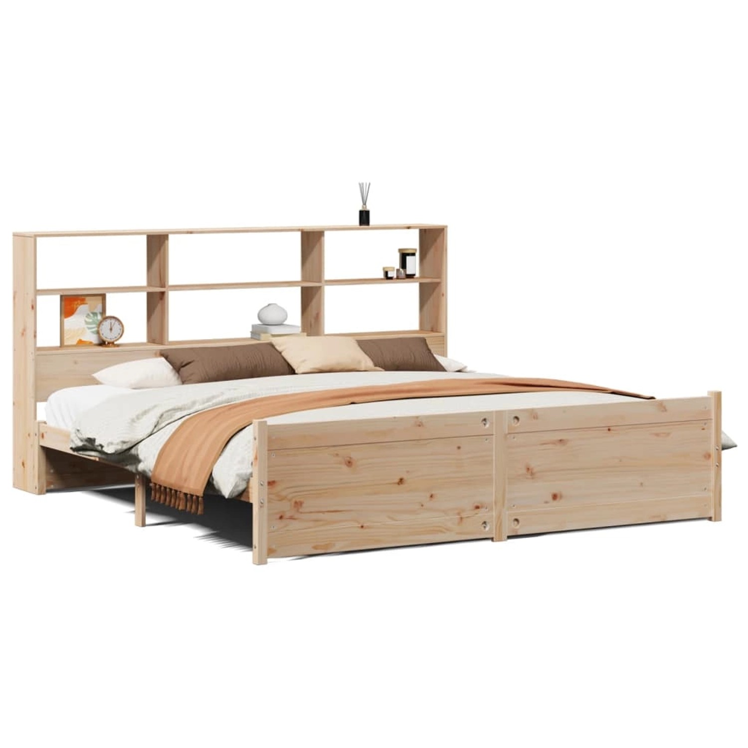 vidaXL Massivholzbett mit Regal ohne Matratze 180x200 cm Kiefer 3322477 günstig online kaufen