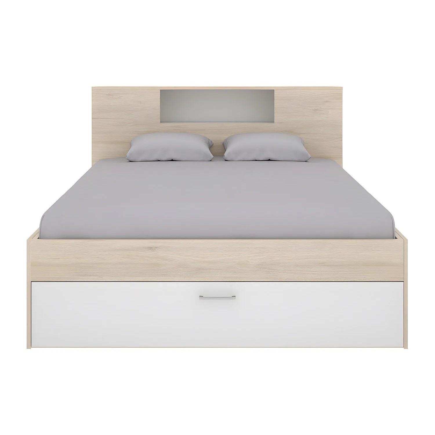 Vente-unique Bettrahmen Leandre Naturfarben Hell  Weiß 218.5 cm