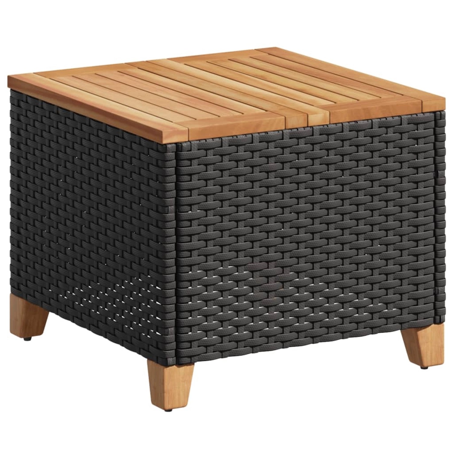 vidaXL Gartentisch Schwarz 45x45x37 cm Poly Rattan Akazienholz 366325 günstig online kaufen
