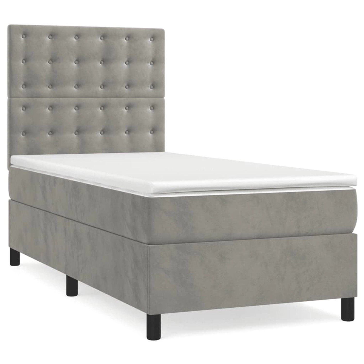 vidaXL Boxspringbett mit Matratze & LED Hellgrau 90x200 cm Samt 3136341 günstig online kaufen