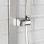 Detailaufnahme: Schütte Stangenbrause-Set Karibik Oval in Chrom-Hellgrau mit Brausehalter.
