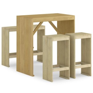 vidaXL Gartenbar-Set, 5-teilig, aus imprägniertem Kiefernholz, bestehend aus Bartisch und vier Barhockern.