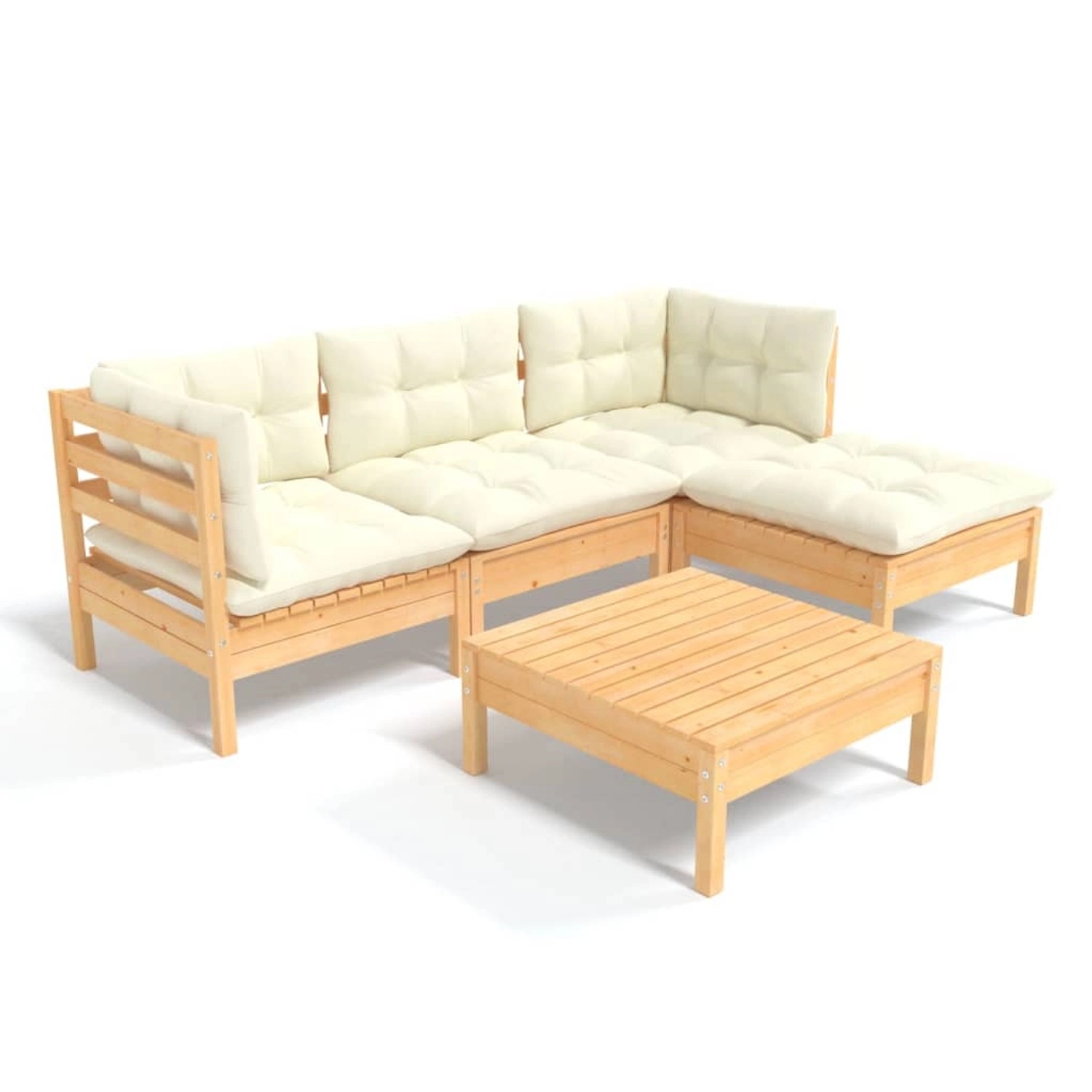 vidaXL 5-tlg Garten-Lounge-Set mit Creme Kissen Kiefernholz Modell 13