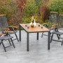 Merxx Tilos Gartenmöbelset 5-tlg. mit 4 Klappsesseln, Ausziehtisch. Anthrazit Aluminium, Akazienholz.
