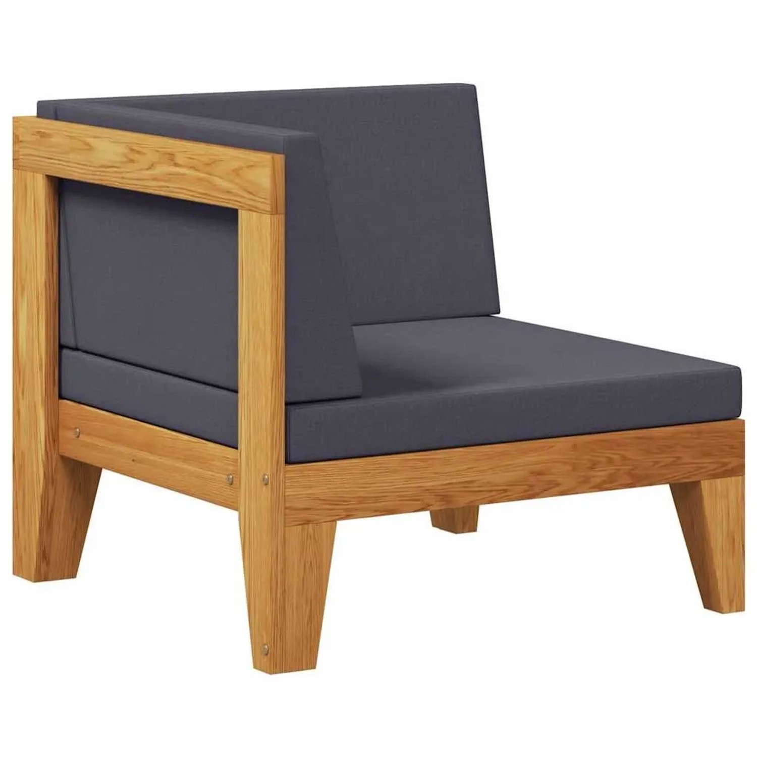 vidaXL Modular-Ecksofa mit Dunkelgrauen Kissen Akazie Massivholz 312149