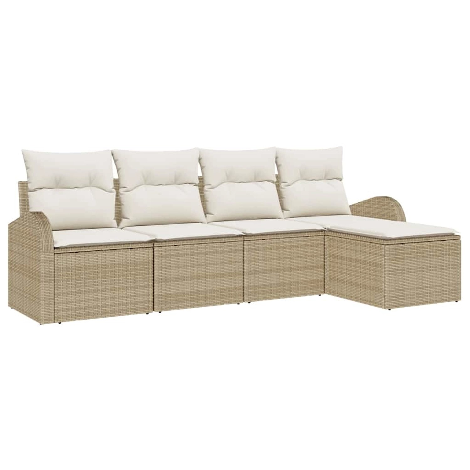 vidaXL Garten-Sofa-Set mit Kissen 5-Tlg Beige Weiß Poly Rattan 3354670 günstig online kaufen
