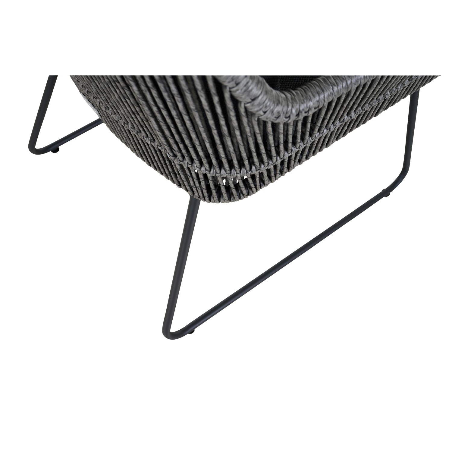 Detailansicht des grauen Siena Garden Kansas Dining Sessels mit anthrazitfarbenem Gestell.